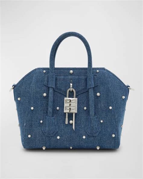 givenchy antigona grigia|mini antigona lock denim tote bag.